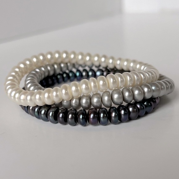 Honora Jewelry - Honora Fresh Water Pearls Bracelets Set of 3: Black, Grey, & White
